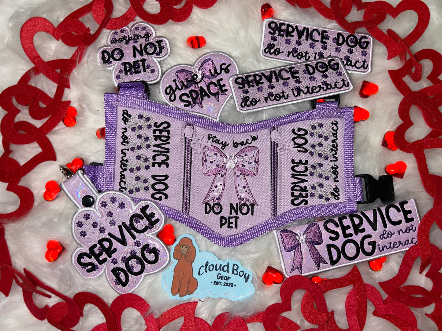 🎀💜 Paw Bow 10” Vest + Patch Set + Accessories