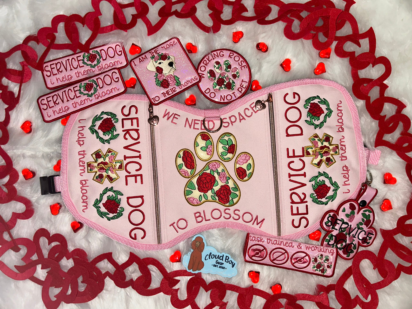 🌹💗 Rose 20” Convertible + Patch Set + Leash Wrap